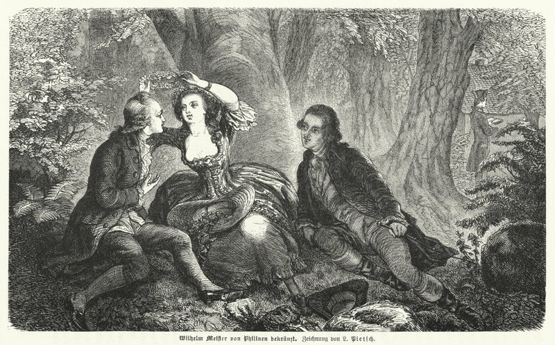 Philinen crowning Wilhelm Meister with a wreath: scene from Johann Wolfgang Goethe