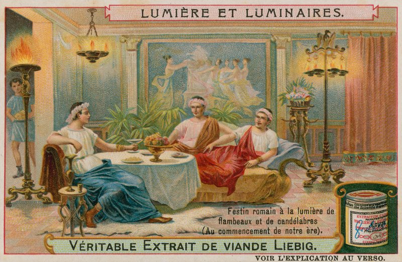 Roman Feast with Flaming Torches and Candelabra by European School