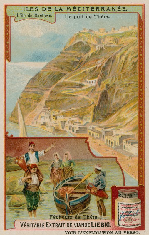 Santorini: The Port and Fishermen of Thira by European School