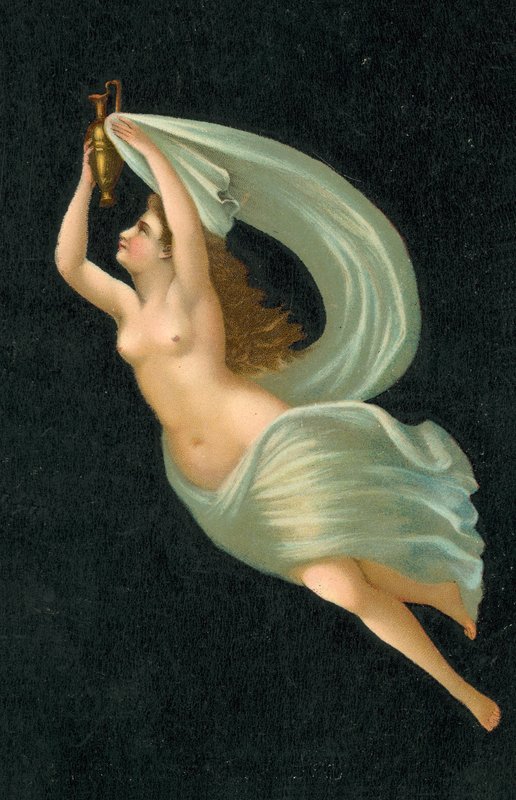 Semi-Nude Girl, in Diaphanous Clothing, Holding Lamp by European School