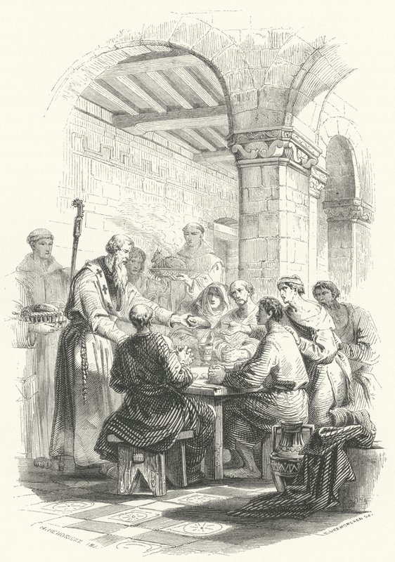 St Eligius Serving Food to the Poor (engraving) by European School