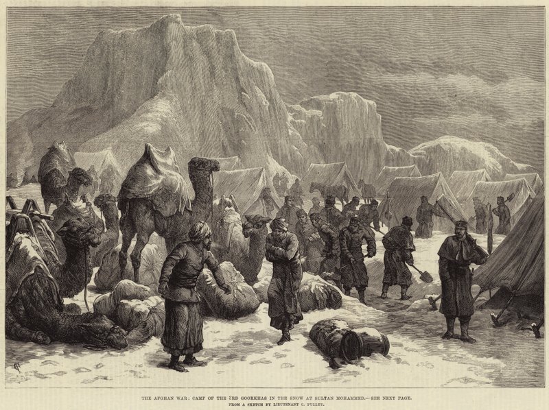 The Afghan War, Camp of the 3rd Goorkhas in the Snow at Sultan Mohammed by European School