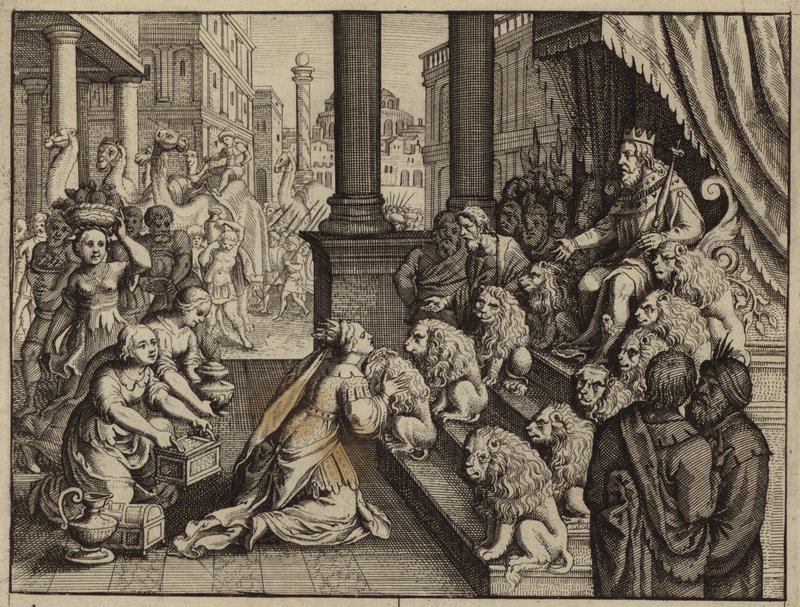 The Queen of Sheba Visiting King Solomon Bearing Gifts by European School