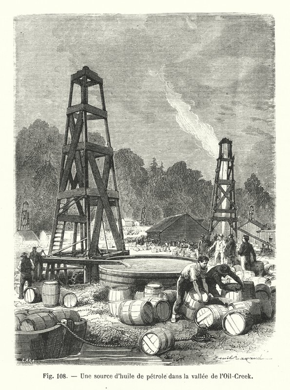 A Source of Petroleum in the Oil Creek Valley (engraving) by European School