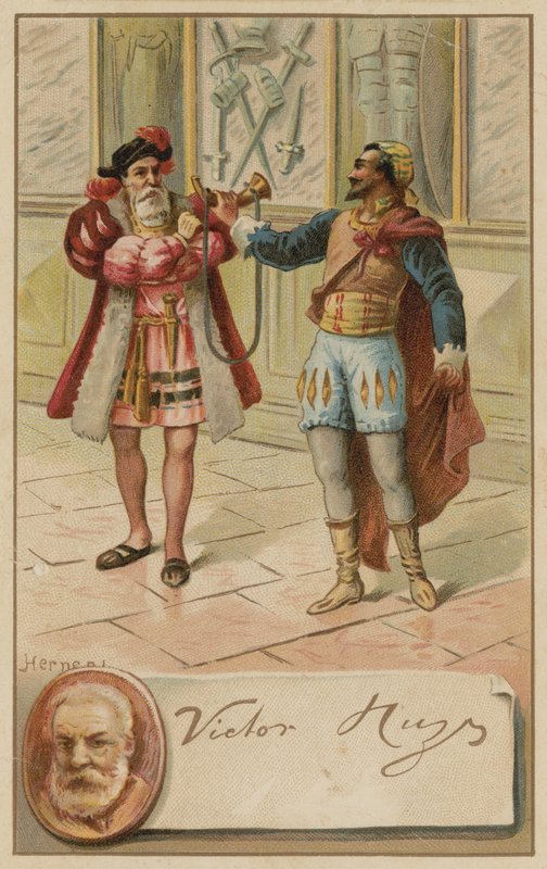 Victor Hugo, French Author, and a Scene from His Play Hernani (1830) by European School