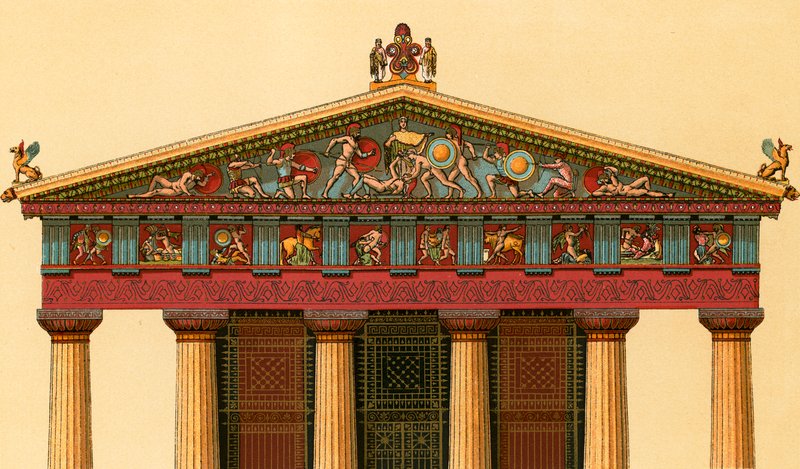 Western Facade of the Temple of Athene, at Aigina by European School