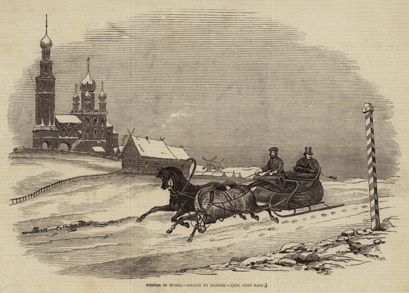 Winter in Russia (engraving) by European School
