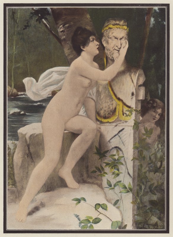 Woman confiding in the Greek god Pan by European School