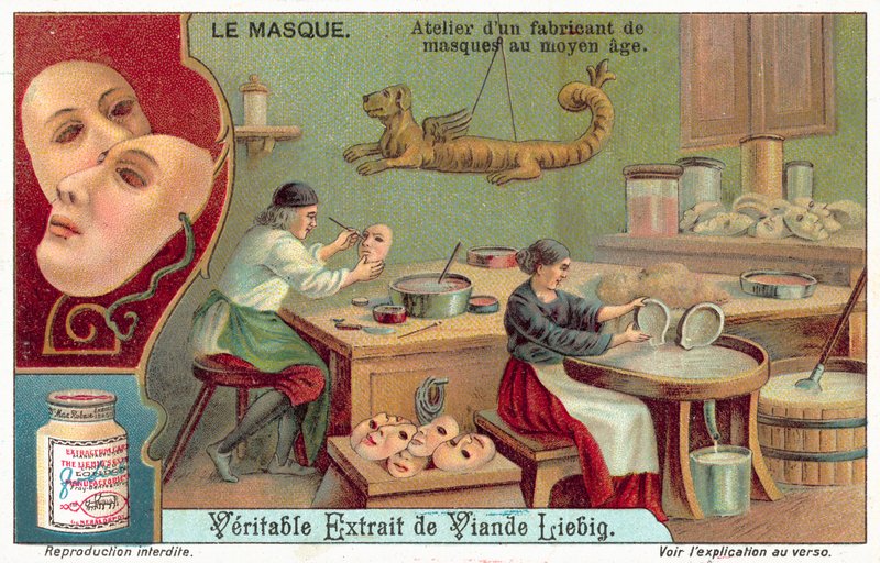 Workshop of a medieval mask maker by European School