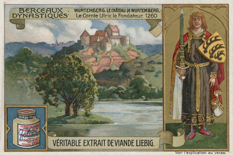 Wurttemberg; Wirtemberg Castle and Ulrich I, Count of Wurttemberg, 1260 by European School
