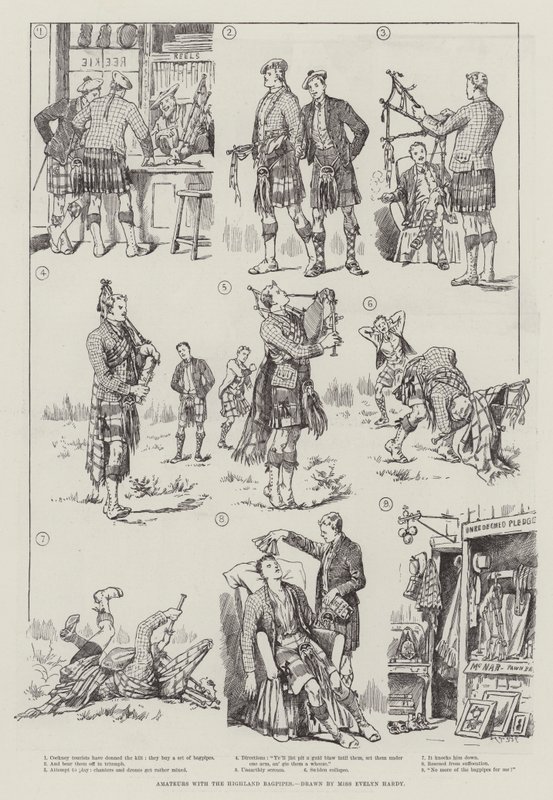 Amateurs with the Highland Bagpipes by Evelyn Stuart Hardy