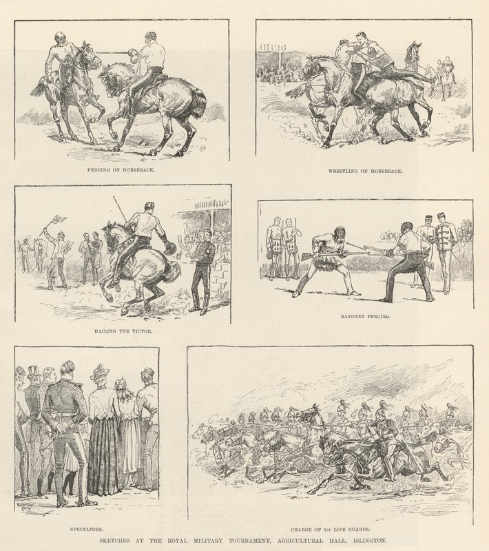 Sketches at the Royal Military Tournament, Agricultural Hall, Islington by Evelyn Stuart Hardy