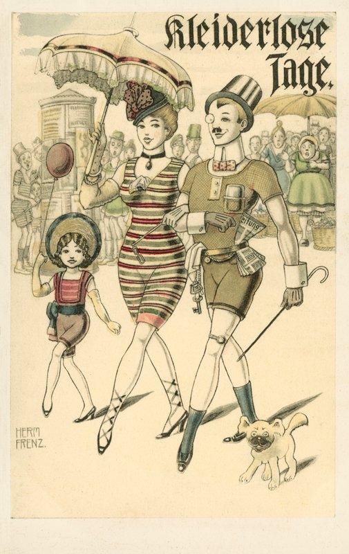 German Couple and Their Daughter in Their Underwear by F.F.