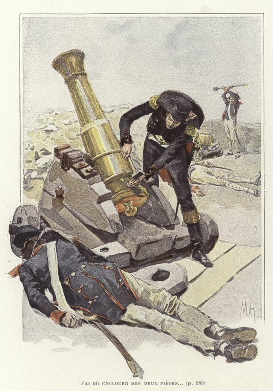 A Soldier Inspects a Cannon Beside the Body of Dead Soldier by Felicien baron de Myrbach Rheinfeld