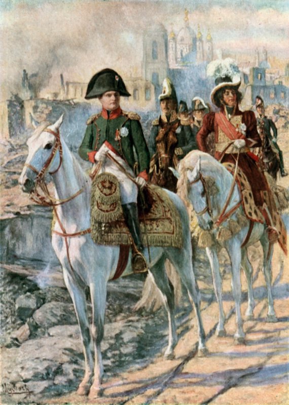 Napoleon amid the Ruins of Smolensk by Felicien baron de Myrbach Rheinfeld