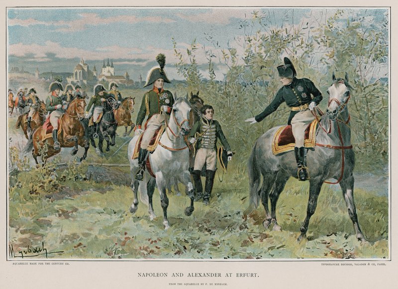 Napoleon and Alexander at Erfurt by Felicien baron de Myrbach Rheinfeld