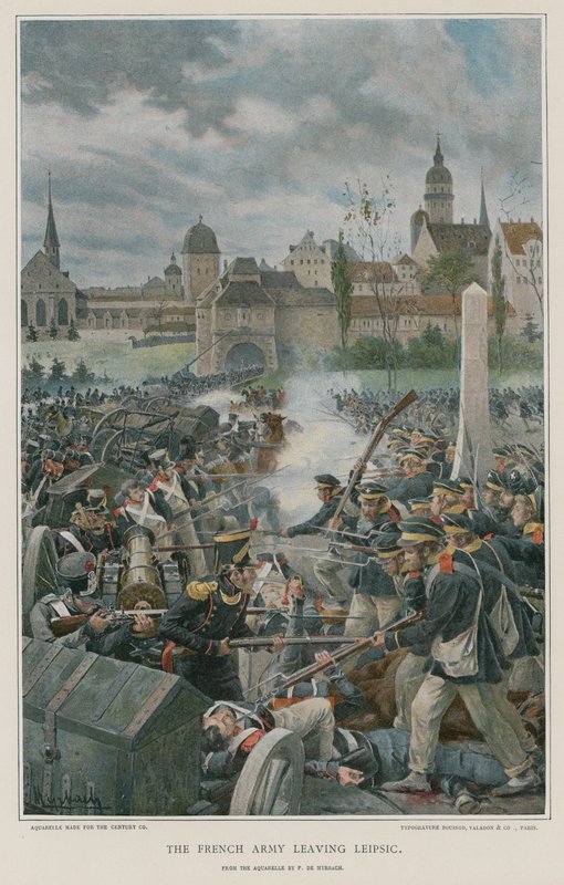 The French Army Leaving Leipsic by Felicien baron de Myrbach Rheinfeld