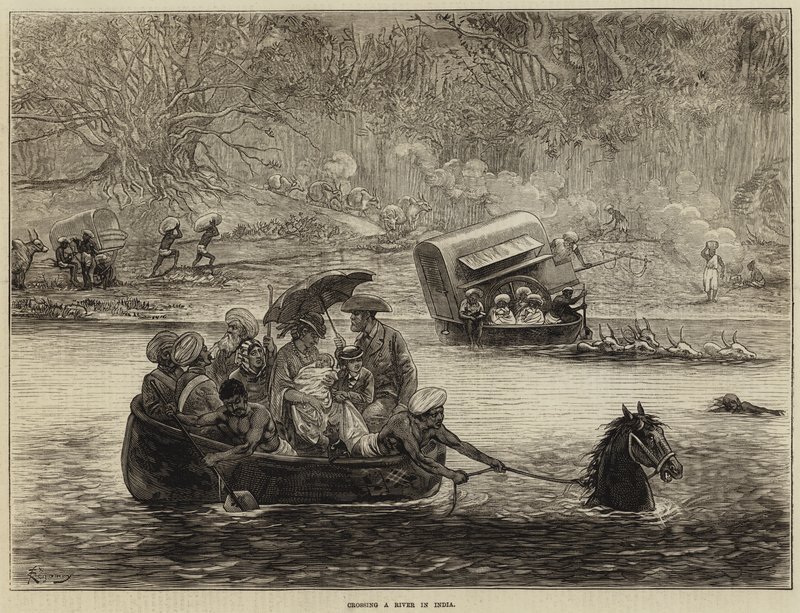 Crossing a River in India by Felix Regamey