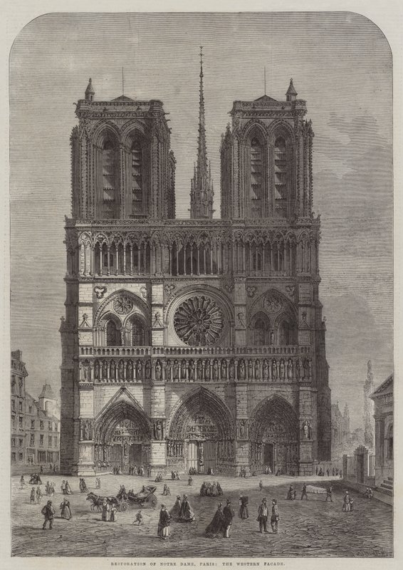 Restoration of Notre Dame, Paris, the Western Facade by Felix Thorigny