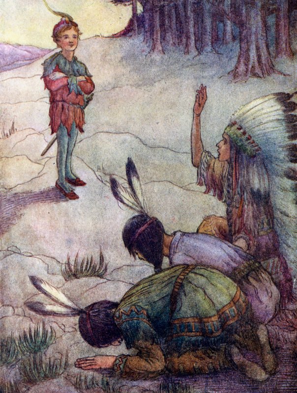 Indians Saluting Peter Pan, as Great White Father by Flora White