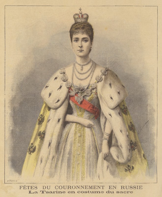 Tsarina Alexandra of Russia in Her Coronation Robes by Fortune Louis Meaulle