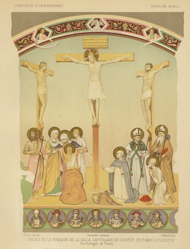 The Crucifixion of Jesus Christ, Fresco in the Convent of San Marco, Florence by Fra (after) Angelico