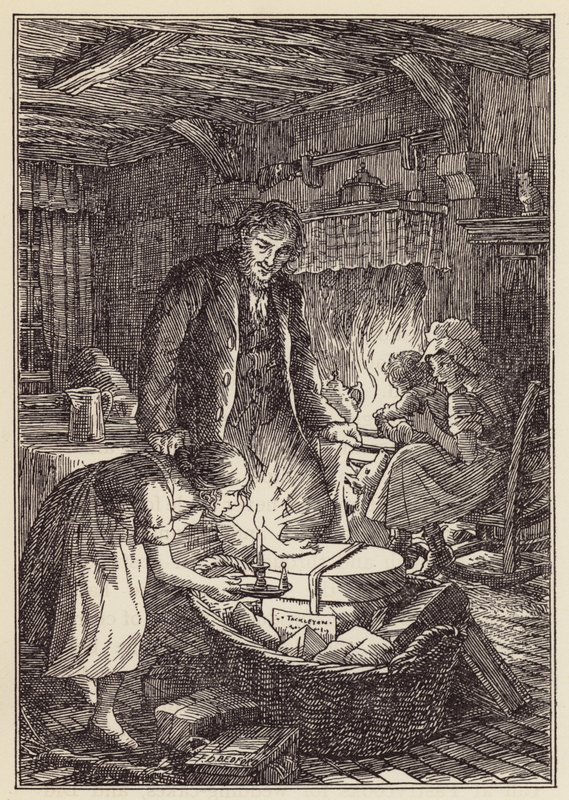 Illustration for The Cricket on the Hearth by Charles Dickens by Francis Donkin Bedford