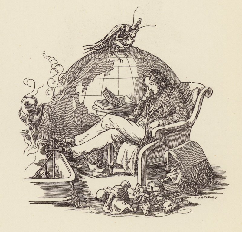 Illustration for The Cricket on the Hearth by Charles Dickens by Francis Donkin Bedford