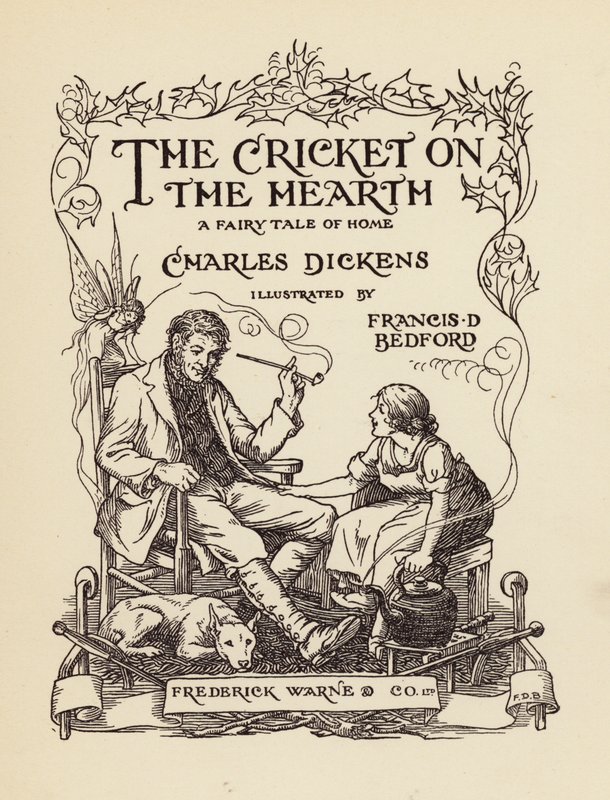Title-page illustration for The Cricket on the Hearth by Charles Dickens by Francis Donkin Bedford