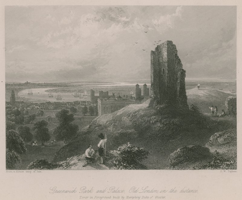 Greenwich Park and Palace, Old London in the distance by Francis William Topham