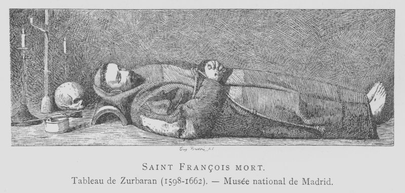 The dead body of St Francis of Assisi by Francisco de (after) Zurbaran
