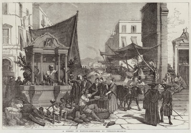 A Street in Naples by Francois Fortune Antoine Ferogio