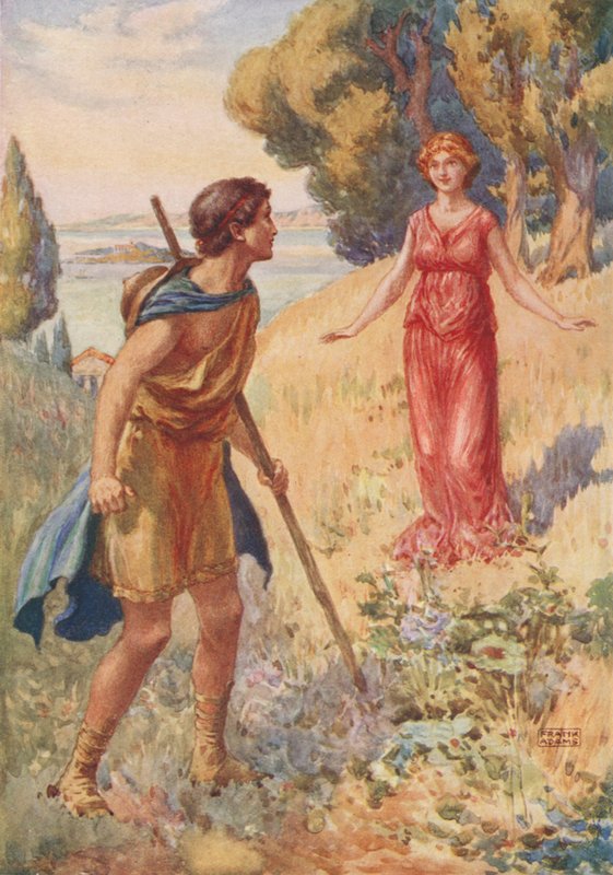 Lycius Meets Lamia, from Lamia by John Keats by Frank Adams