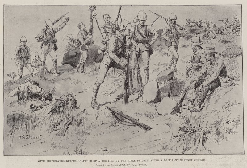 With Sir Redvers Buller, Capture of a Position by the Rifle Brigade after a Brilliant Bayonet Charge by Frank Algenon Stewart