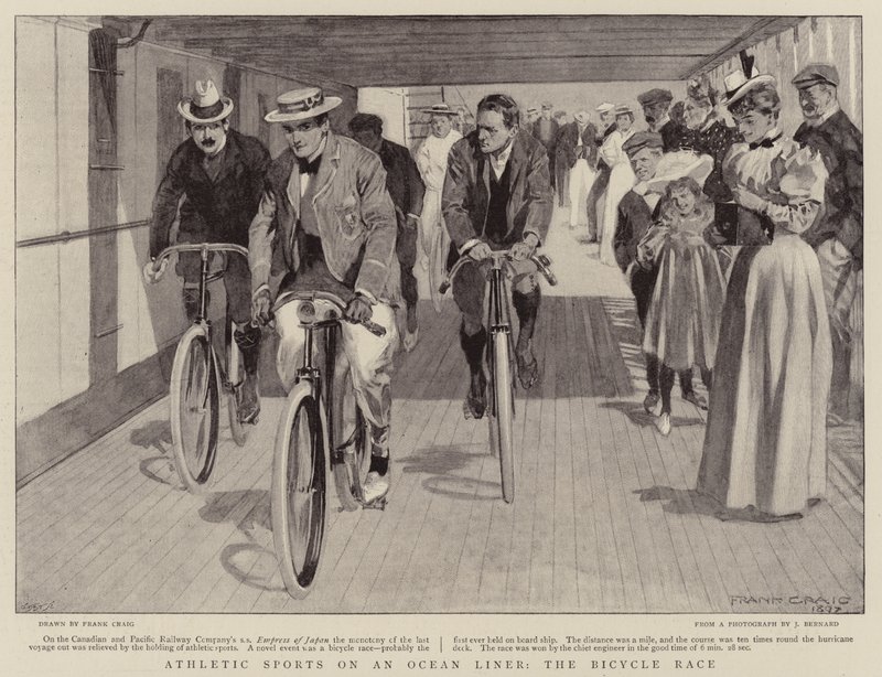 Athletic Sports on an Ocean Liner, the Bicycle Race by Frank Craig