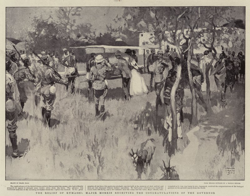 The Relief of Kumassi, Major Morris receiving the Congratulations of the Governor by Frank Craig