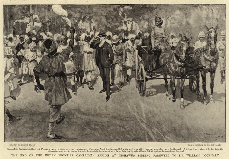 The end of the Indian Frontier Campaign, Afridis at Peshawur bidding Farewell to Sir William Lockhart by Frank Craig