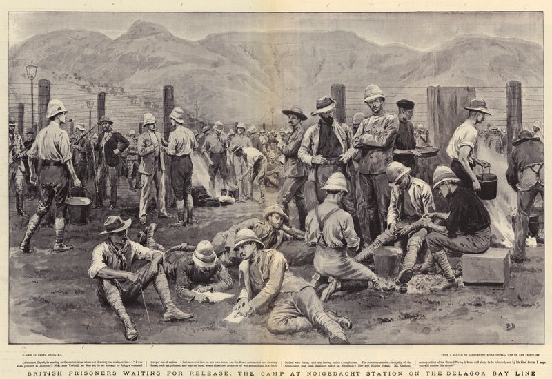 British Prisoners Waiting for Release, the Camp at Noigedacht Station on the Delagoa Bay Line by Frank Dadd