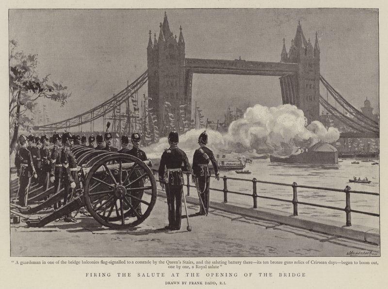 Firing the Salute at the Opening of the Bridge by Frank Dadd