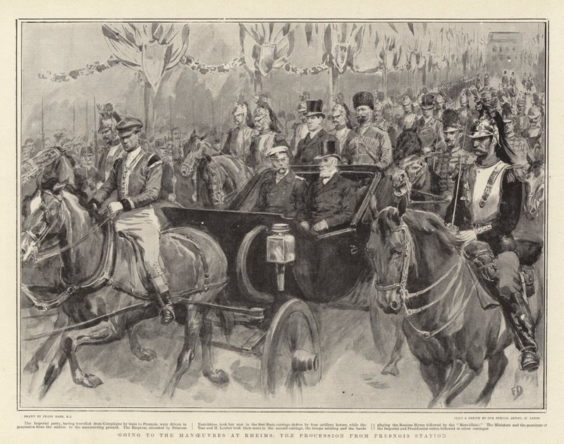 Going to the Manoeuvres at Rheims, the Procession from Fresnois Station by Frank Dadd