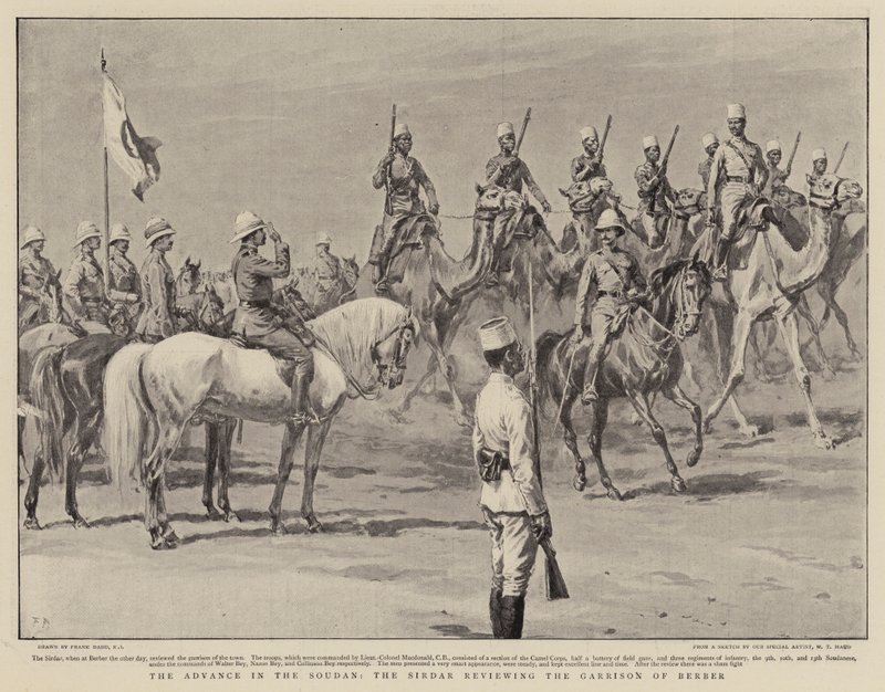 The Advance in the Soudan, the Sirdar reviewing the Garrison of Berber by Frank Dadd