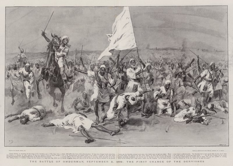 The Battle of Omdurman, the First Charge of the Dervishes by Frank Dadd