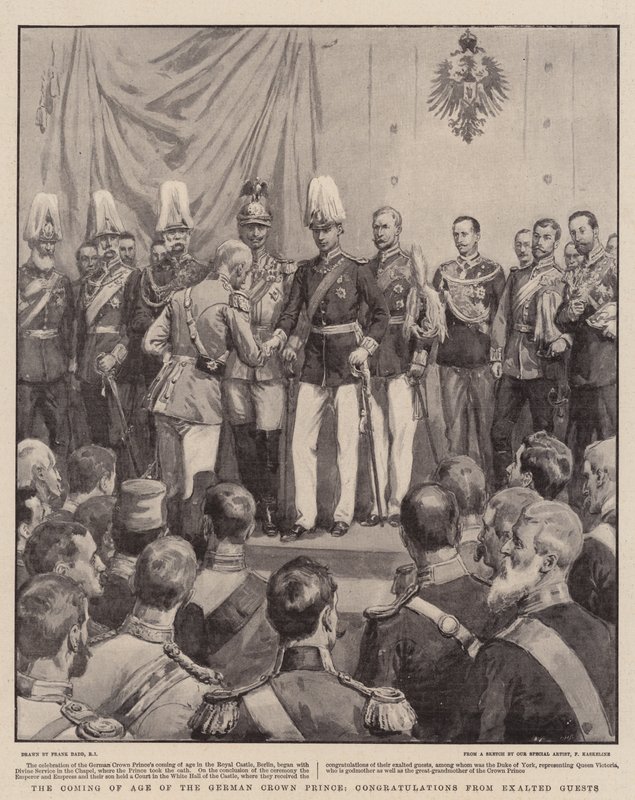 The Coming of Age of the German Crown Prince, Congratulations from Exalted Guests by Frank Dadd