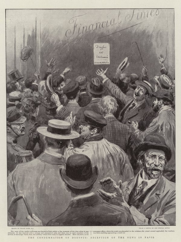 The Condemnation of Dreyfus, Reception of the News in Paris by Frank Dadd