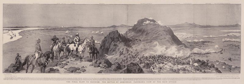 The Final Blow to Mahdism, the Battle of Omdurman, Panoramic View of the Main Attack by Frank Dadd