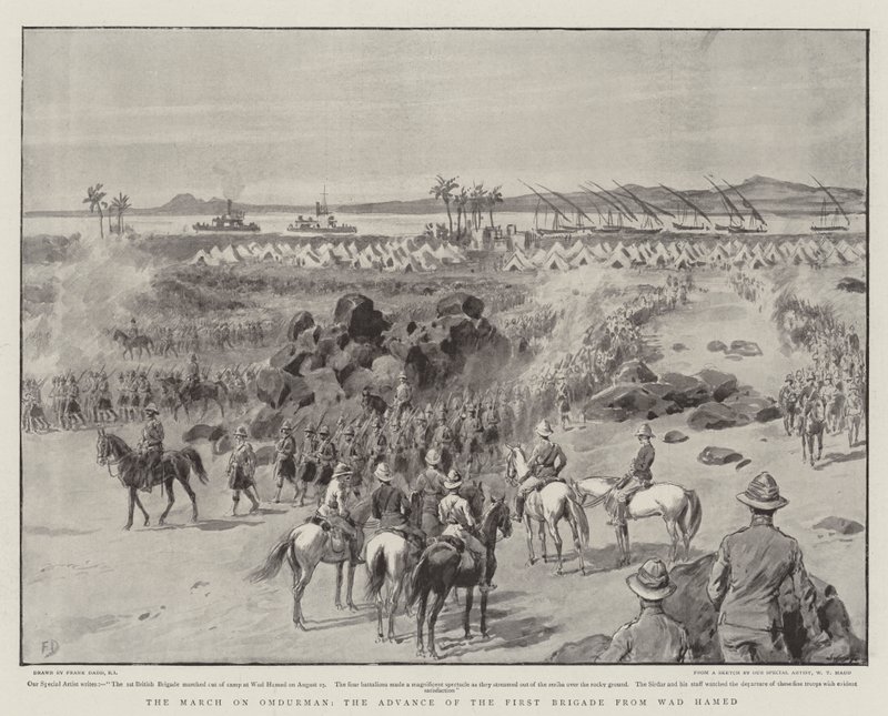 The March on Omdurman, the Advance of the First Brigade from Wad Hamed by Frank Dadd