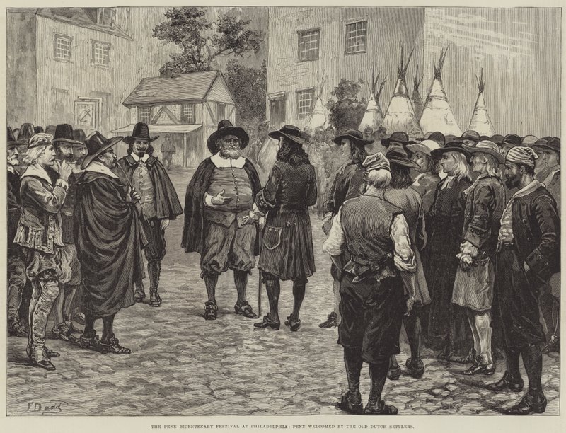 The Penn Bicentenary Festival at Philadelphia, Penn welcomed by the Old Dutch Settlers by Frank Dadd