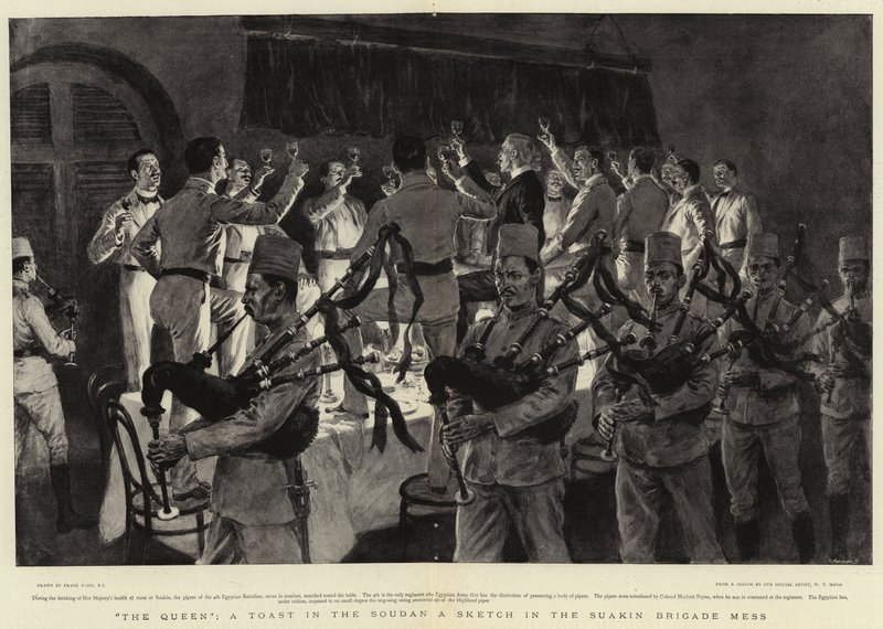 The Queen, a Toast in the Soudan a Sketch in the Suakin Brigade Mess by Frank Dadd