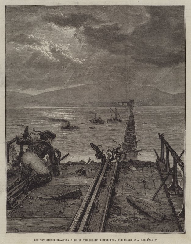 The Tay Bridge Disaster, View of the Broken Bridge from the North End by Frank Dadd