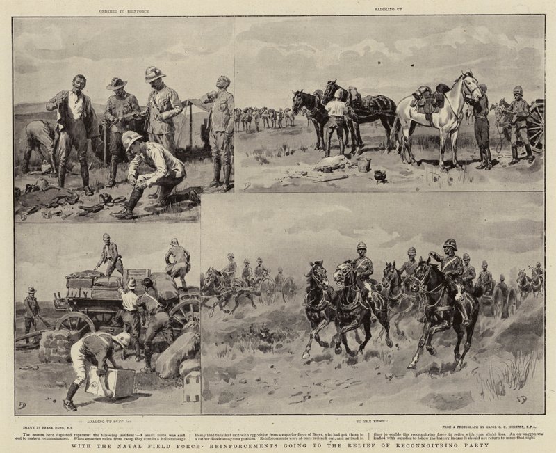 With the Natal Field Force Reinforcements Going to the Relief of Reconnoitring Party by Frank Dadd